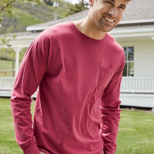 Garment Dyed Long Sleeve T-Shirt With a Pocket Thumbnail
