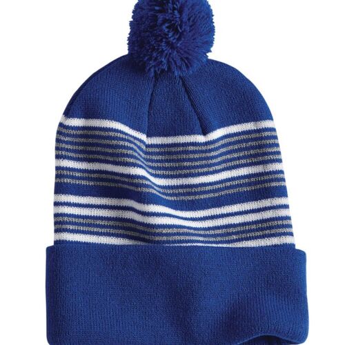 12" Striped Pom-Pom Knit Cap Thumbnail